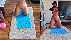 naughty yoga slut spreads fat ass naked dual cam