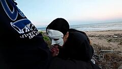 summer beach anal creampie fuck with hot voyeur cumshot