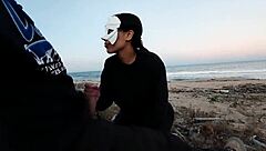 summer beach anal creampie fuck with hot voyeur cumshot