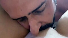 redhead enjoys close-up licking in homemade video