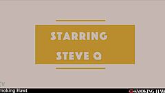 Slutty brunette latina smokes while cowgirl riding to handjob cumshot