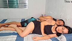 tight young brunette moans loud during rough homemade pounding