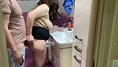 Mature milf big ass anal fucked bathroom blowjob homemade pounding