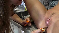 i love watching blond lesbians masturbate veggies in kitchen ass licking lezdom