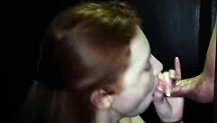 Eve swallows gloryhole cumshot tongue out liquid lunch