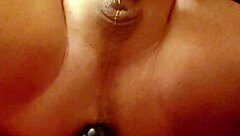 shemale asshole wrecked by hardcore dildo close-up