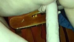 redhead cougar squirts on huge 14 inch dildo