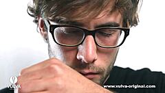 Wet pussy aroma from soaked panties drives wild sniffing frenzy