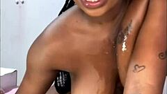 Nasty ebony spits while fucking curvy wife's tight pussy hard