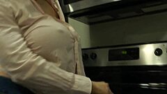 bold kitchen tittyfuck pounds redhead wife's huge boobs hard!