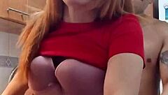 Mature seductress in sexy kitchen gear begs for raw pounding