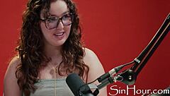 cute glasses-wearing brunette leana lovings shines in casting interview