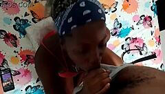 Colombian teen bangs mouth on monster cock sloppy head