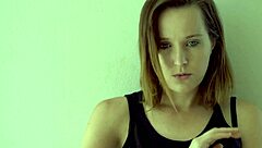 hot brunette smokes and teases voyeur style