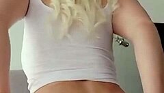 oiled horny blonde masturbates wildly after dick pic tease