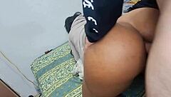 Hard anal creampie stretches huge ebony ass wide