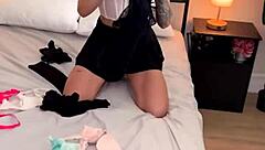 Sexy blonde Dylan Moore worships cock sensually closeup