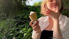 fed this young nympho ice cream then my throbbing dick outdoors