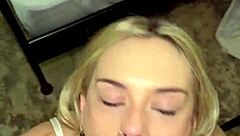 Sexy blonde Dylan Moore worships cock sensually closeup