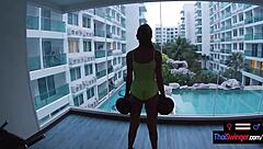 Asian Teen Girlfriend Gym Workout Turns Horny Fuck Fest!