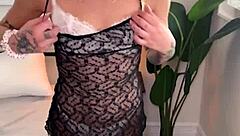 Sexy blonde Dylan Moore worships cock sensually closeup