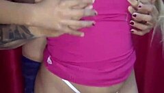 hot cheating wife drips from lover back to cuck home