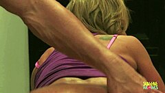 ATHLETIC BLONDE MILF RIDES NEIGHBOR'S MONSTER COCK HARD