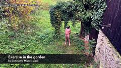 Mistress April's Outdoor Garden Bondage Workout Enema Domination