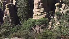 She Deepthroats Monster Cock on Public Trail Swallowing Cum