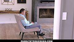 hot blonde teen stretches yoga then rides stepdad's cock hard 😏💦