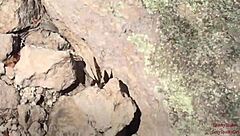 She Deepthroats Monster Cock on Public Trail Swallowing Cum