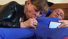 Granny cougar deepthroats superman in costume