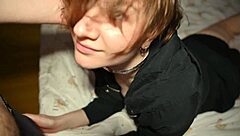 Young roommate girlfriend felt hot cum slap on her pretty face first time in dorm bondage