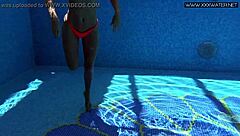 hot russian mary kalisy teases nude poolside babe