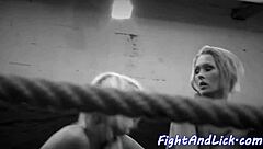 Lesbian Babes Sixty-Nine Lick Pussies After Wrestling