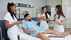 naughty doctors share patient's monster cock in steamy hospital group feast