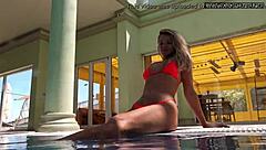 hot russian mary kalisy teases nude poolside babe