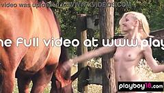 hungarian blonde mikki galante strips pussy outdoors