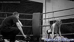 Lesbian Babes Sixty-Nine Lick Pussies After Wrestling