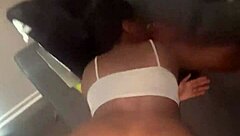 petite ebony nympho bent over screaming on big black cock quickie orgasm