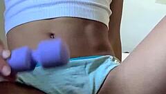 petite barely legal teen teases puffy pussy with vibrator