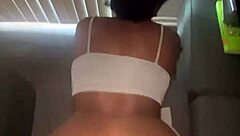 petite ebony nympho bent over screaming on big black cock quickie orgasm