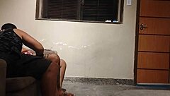 flashing happily waiting for lover's visit