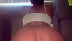 petite ebony nympho bent over screaming on big black cock quickie orgasm