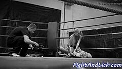 Lesbian Babes Sixty-Nine Lick Pussies After Wrestling