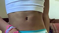 petite barely legal teen teases puffy pussy with vibrator