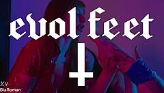 Redhead Femdom Demands Foot Worship from Bound Slave