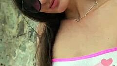 Bikini Beach Flashing By Cute Brunette Babe