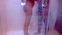 Steamy couple shower intimacy closeup