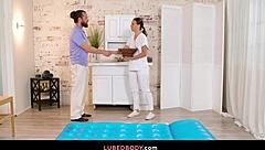 Big-Cocked Client Bangs Beautiful Masseuse's Hairy Pussy